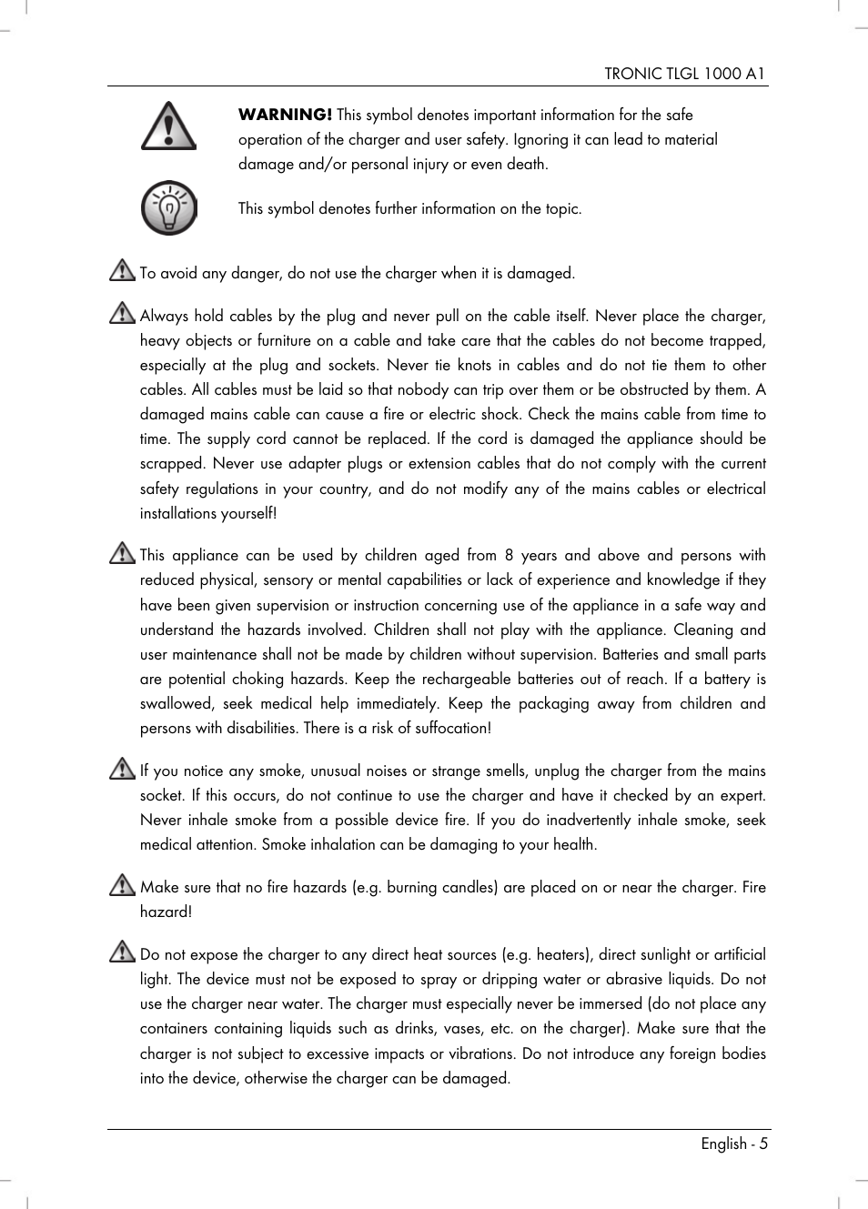Tronic TLGL 1000 A1 User Manual | Page 7 / 82