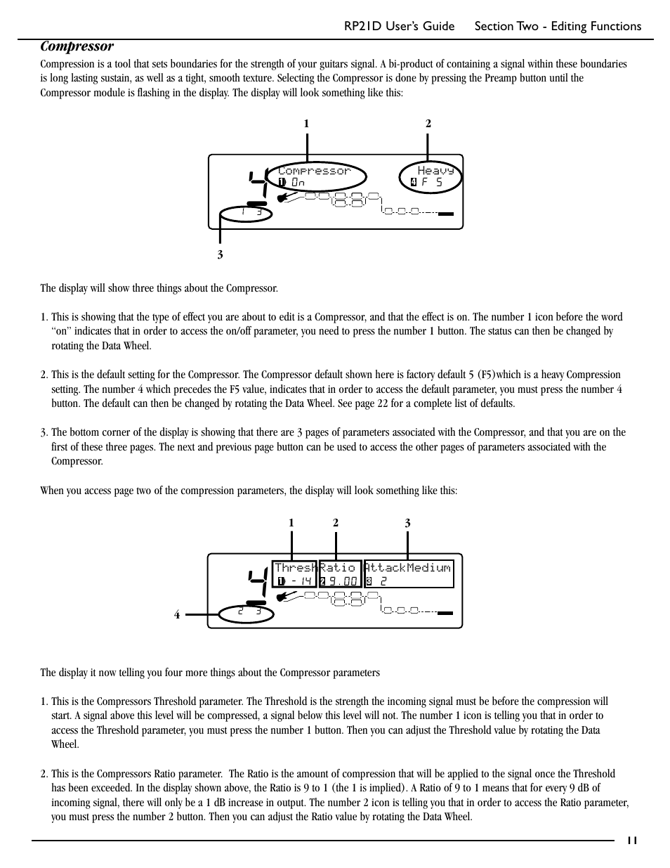 Compressor, 2compressor heavy | DigiTech RP21D User Manual | Page 16 / 69