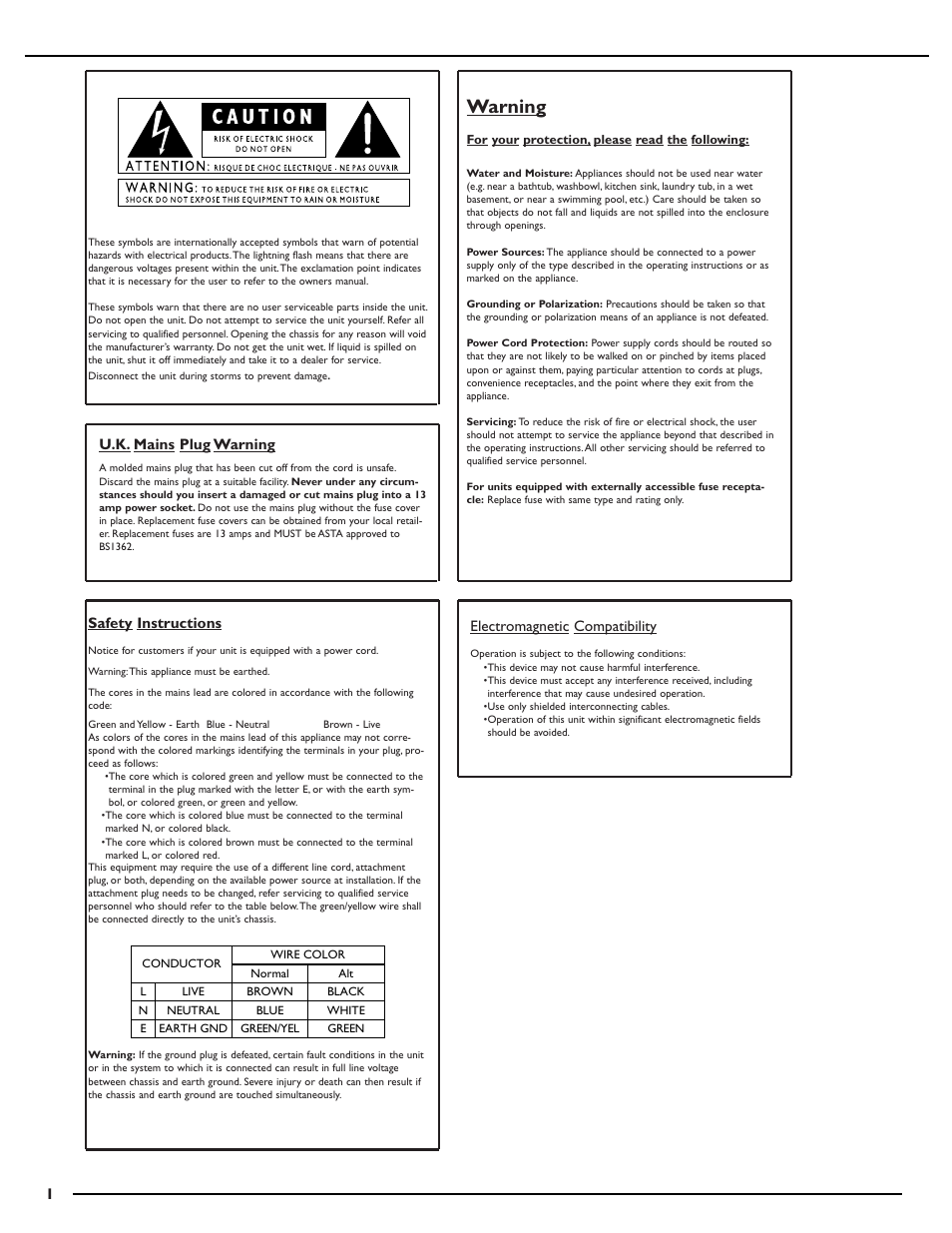 Warning, U.k. mains plug warning, Safety instructions | Electromagnetic compatibility | DigiTech RP21D User Manual | Page 2 / 69