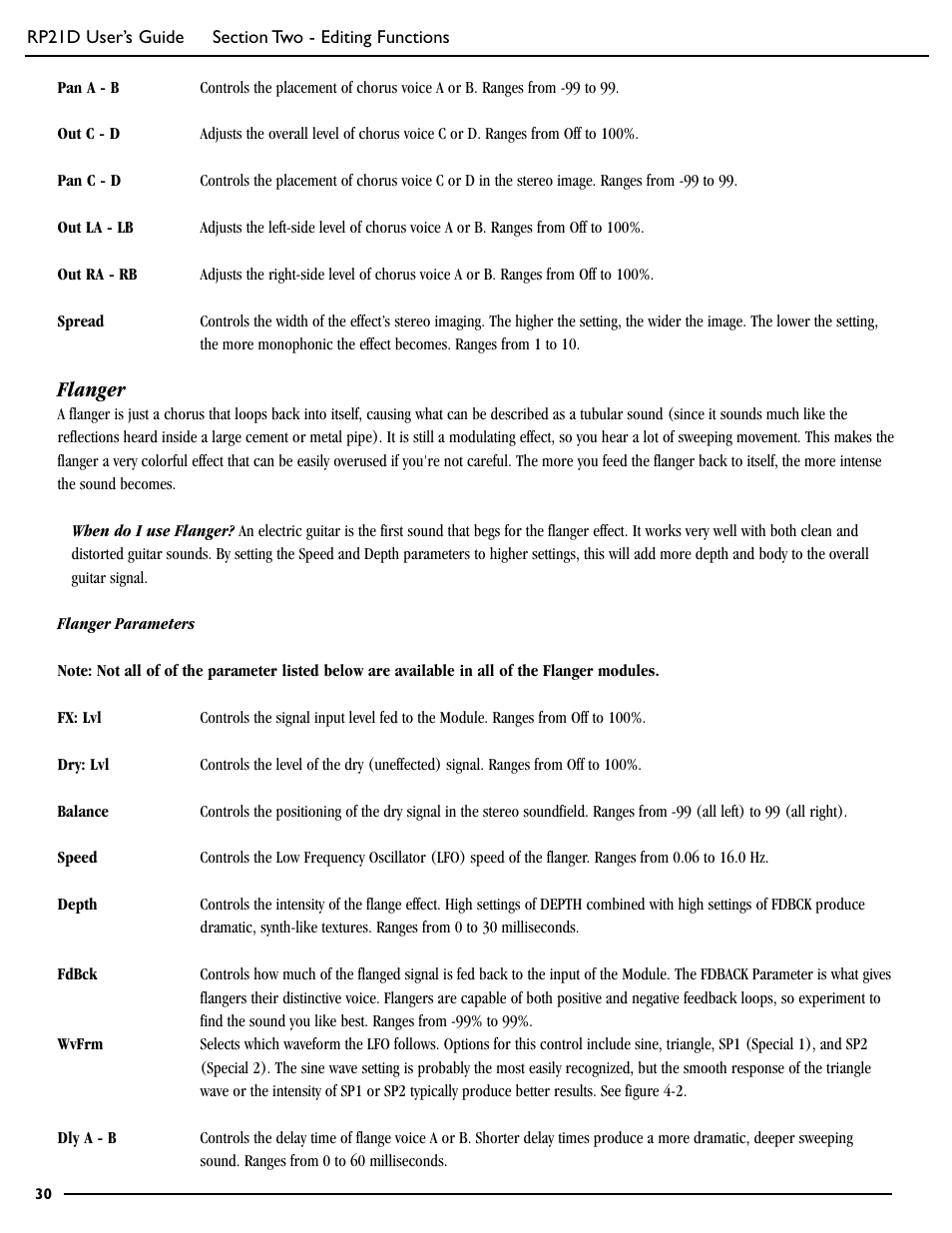 Flanger | DigiTech RP21D User Manual | Page 35 / 69