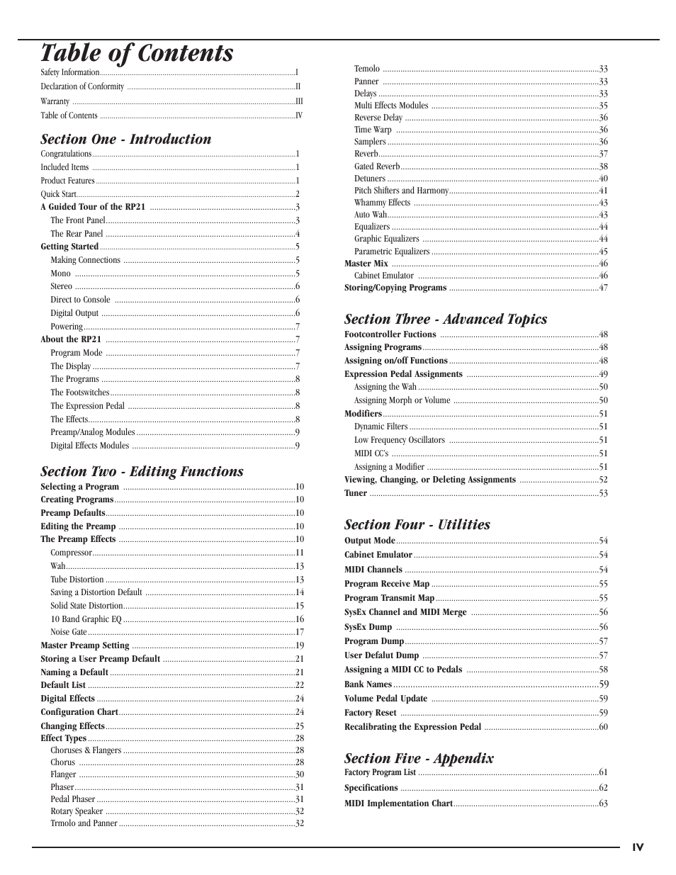 DigiTech RP21D User Manual | Page 5 / 69