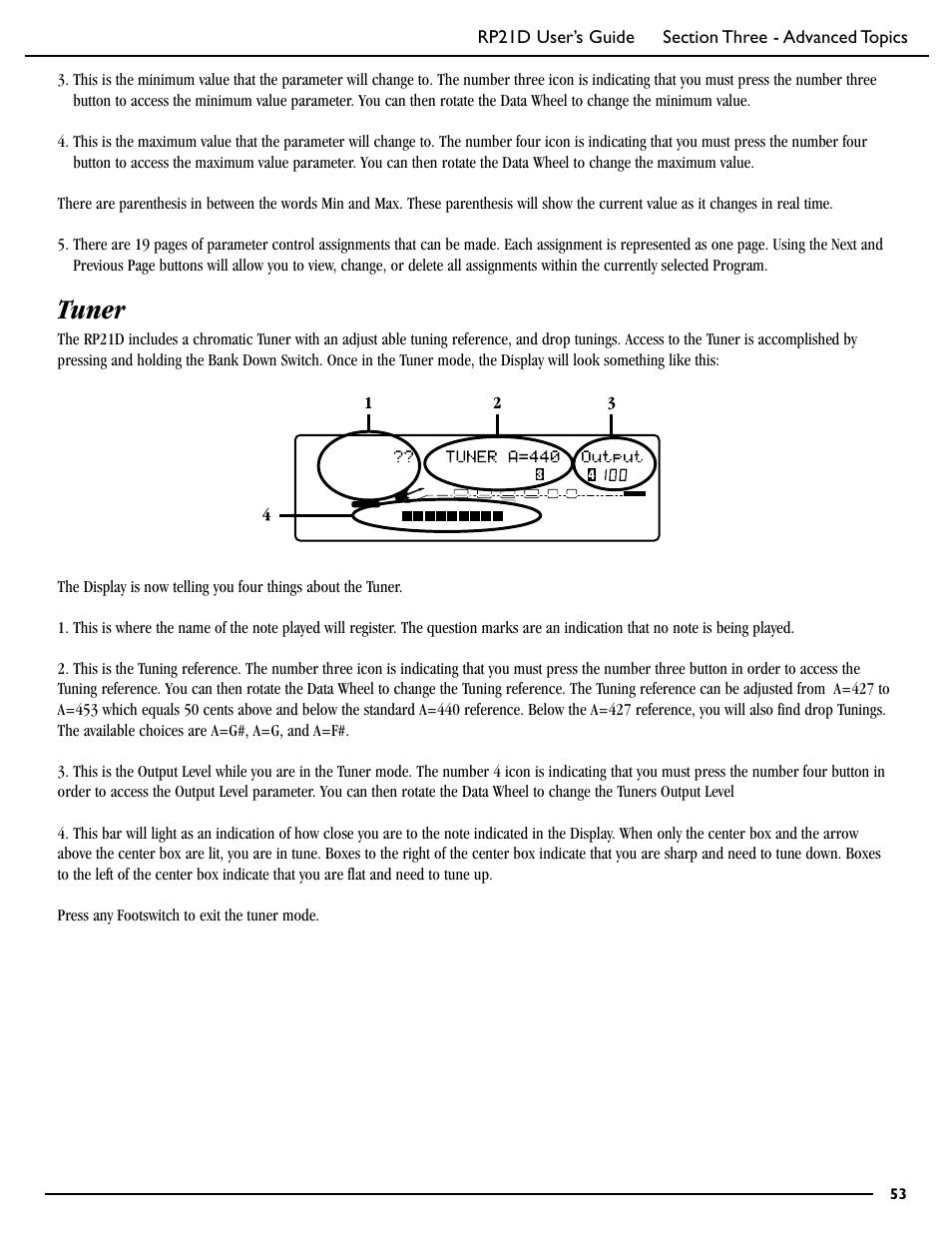Tuner | DigiTech RP21D User Manual | Page 58 / 69
