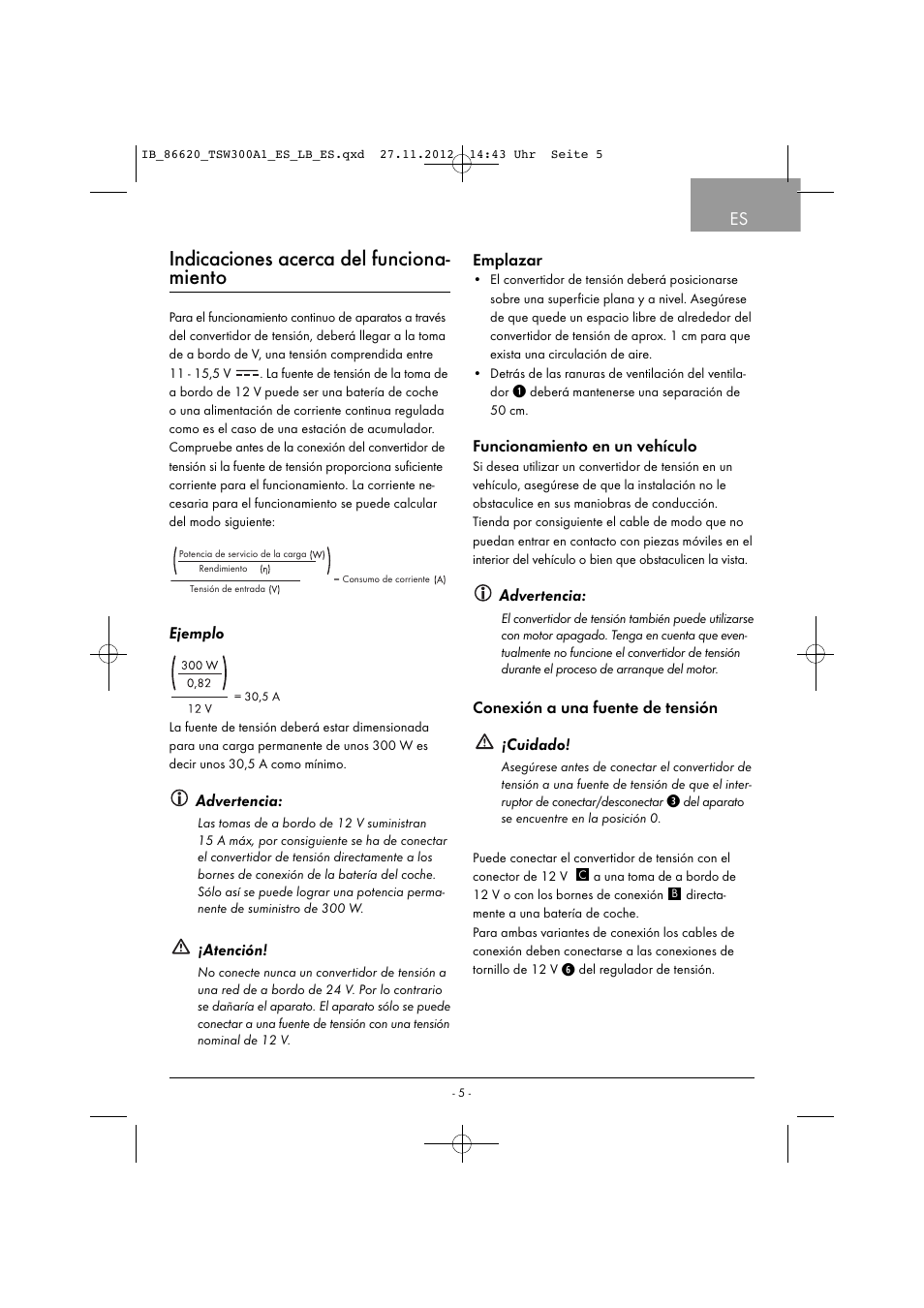 Indicaciones acerca del funciona- miento | Tronic TSW 300 A1 User Manual | Page 8 / 33