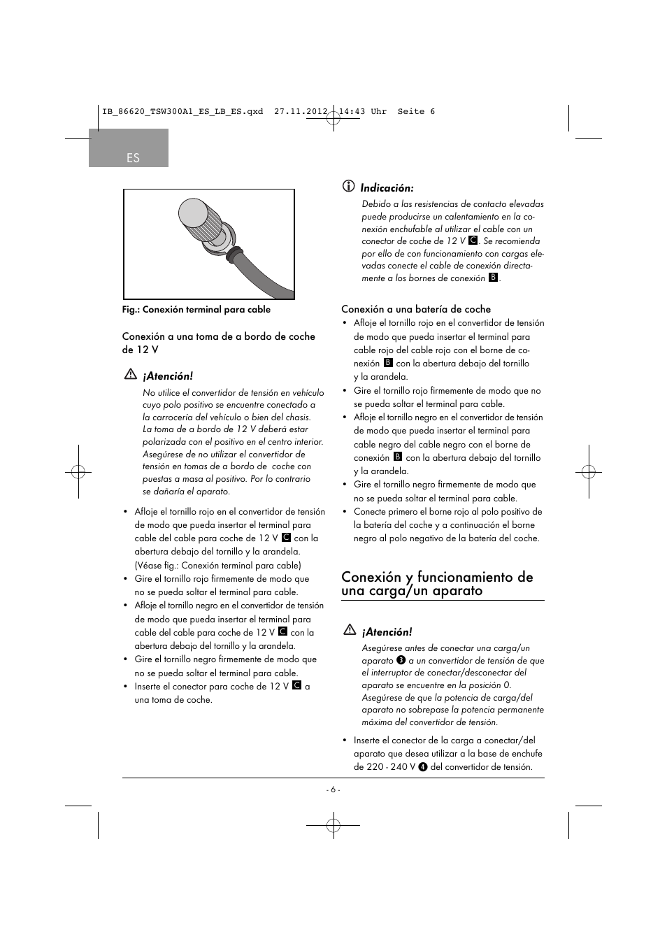 Conexión y funcionamiento de una carga/un aparato | Tronic TSW 300 A1 User Manual | Page 9 / 33