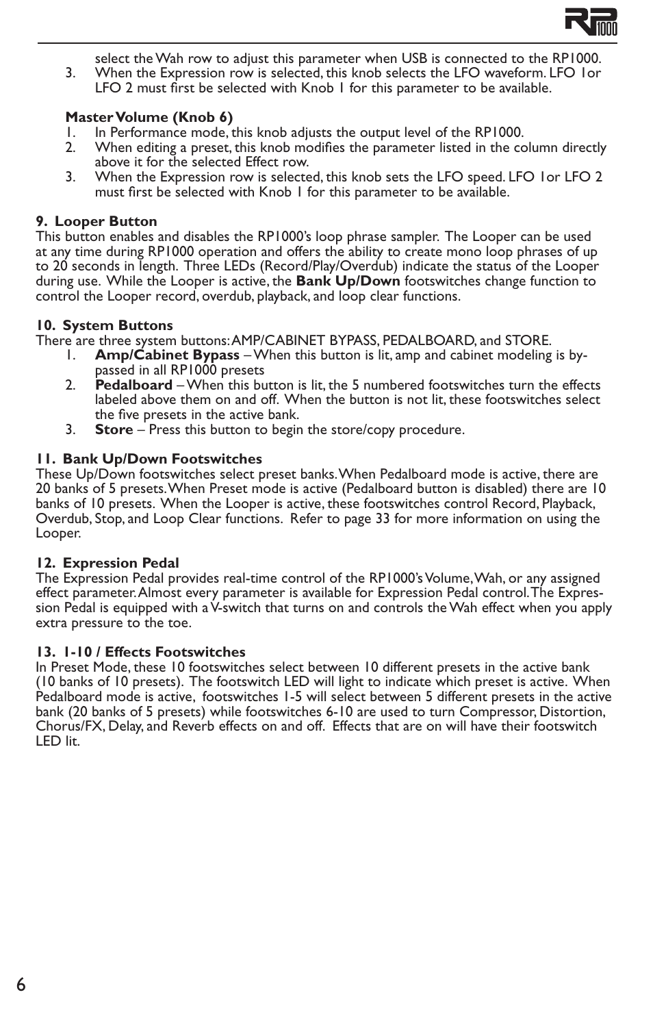DigiTech RP1000 User Manual | Page 10 / 56