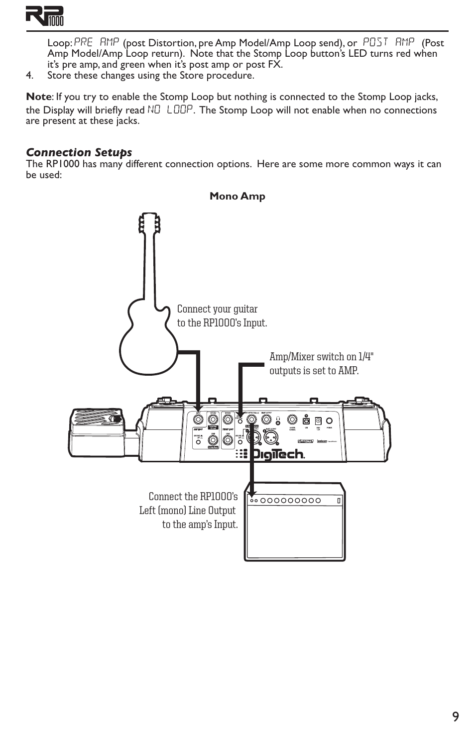 Connection setups | DigiTech RP1000 User Manual | Page 13 / 56