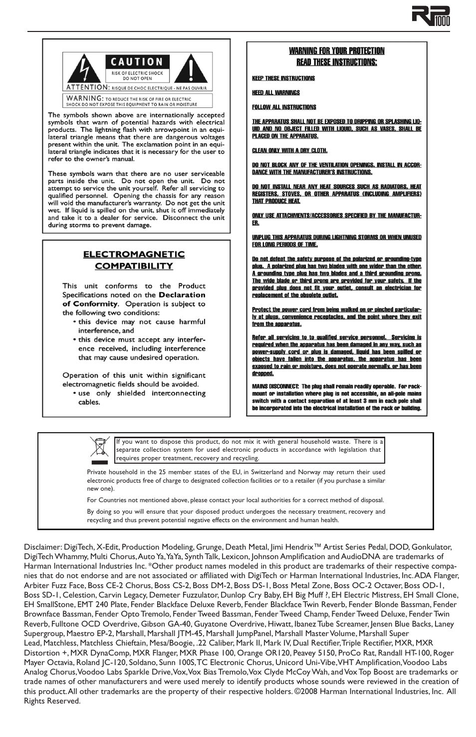 DigiTech RP1000 User Manual | Page 2 / 56