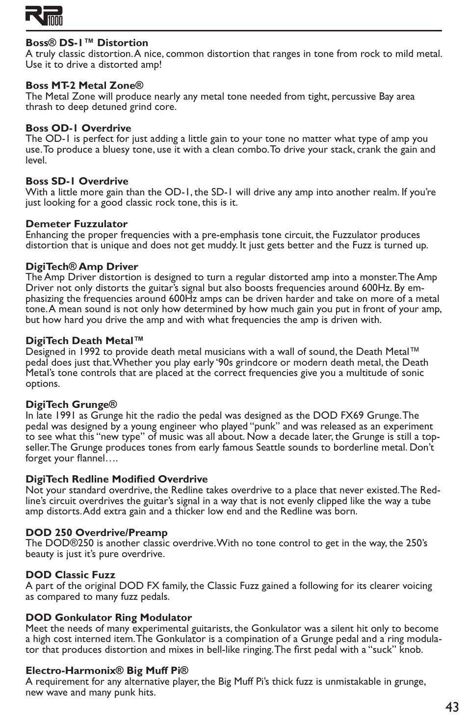 DigiTech RP1000 User Manual | Page 47 / 56