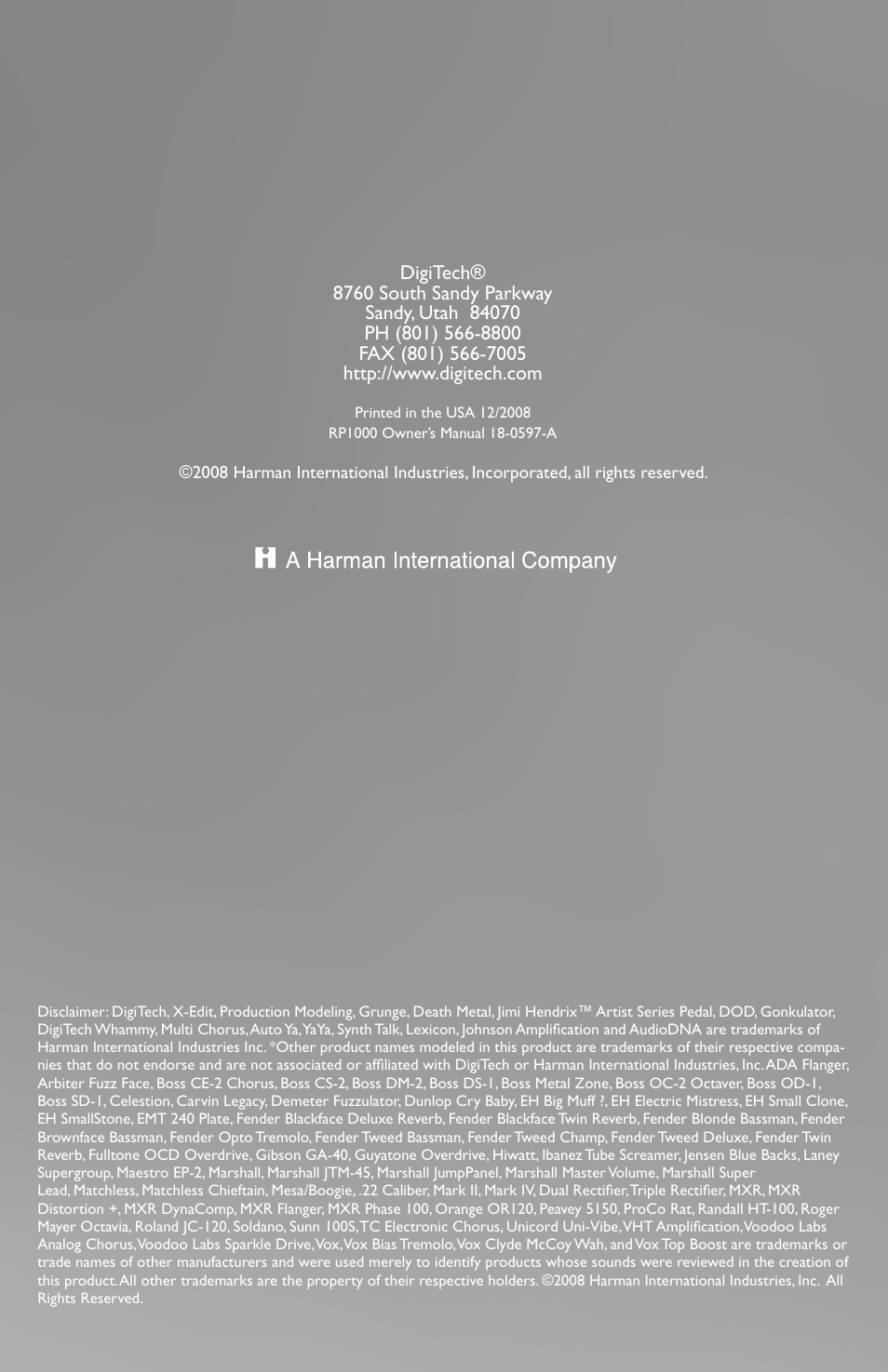 DigiTech RP1000 User Manual | Page 56 / 56