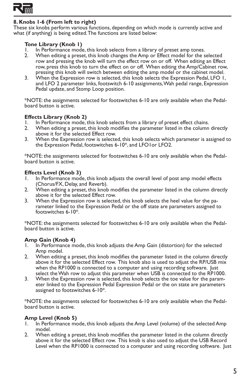 DigiTech RP1000 User Manual | Page 9 / 56