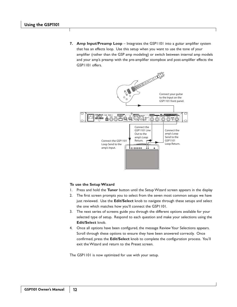 Using the gsp0 | DigiTech GSP1101 User Manual | Page 18 / 64