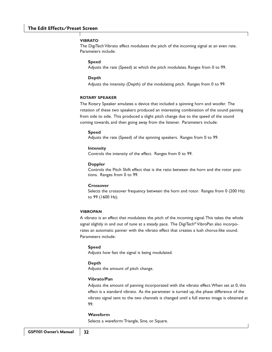 DigiTech GSP1101 User Manual | Page 38 / 64