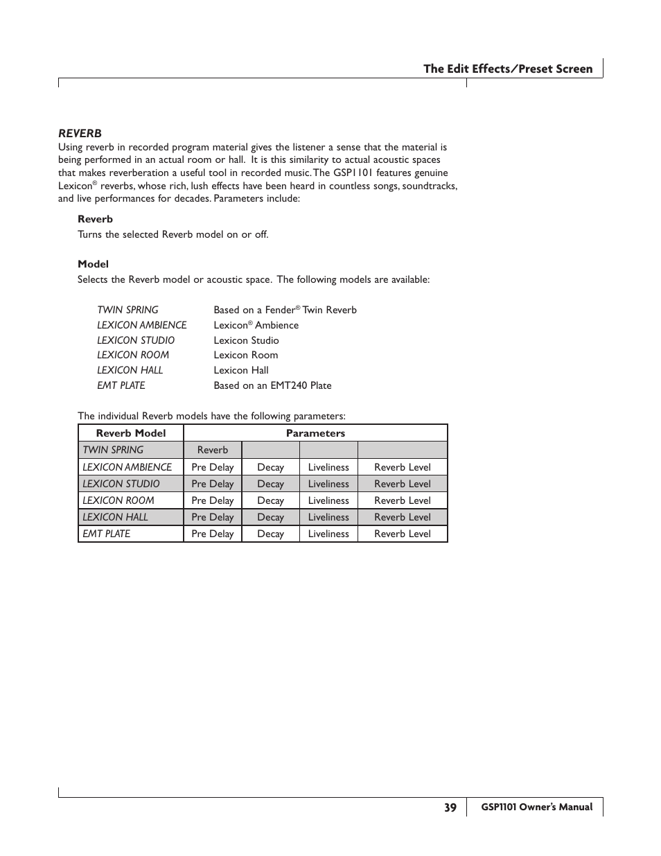 DigiTech GSP1101 User Manual | Page 45 / 64