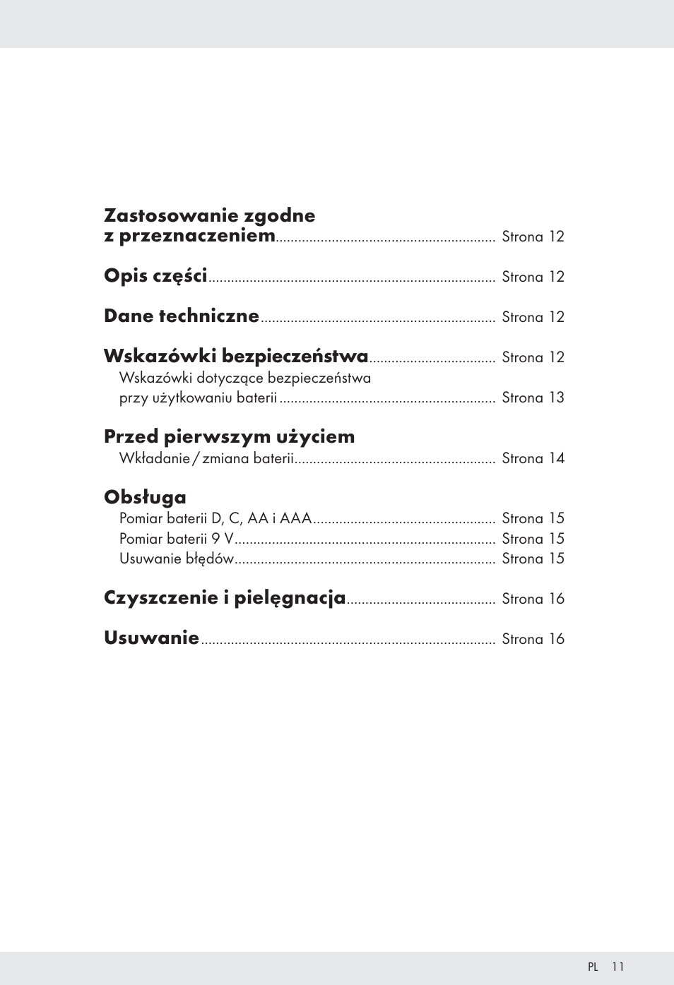 Zastosowanie zgodne z przeznaczeniem, Opis części, Dane techniczne | Wskazówki bezpieczeństwa, Przed pierwszym użyciem, Obsługa, Czyszczenie i pielęgnacja, Usuwanie | Tronic H12276 User Manual | Page 11 / 48