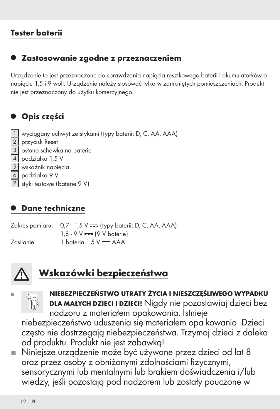 Wskazówki bezpieczeństwa | Tronic H12276 User Manual | Page 12 / 48
