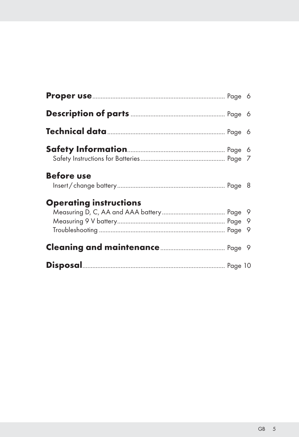 Proper use, Description of parts, Technical data | Safety information, Before use, Operating instructions, Cleaning and maintenance, Disposal | Tronic H12276 User Manual | Page 5 / 48