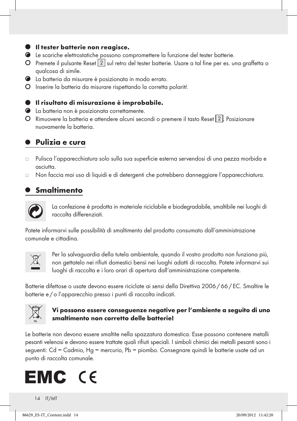 Pulizia e cura, Smaltimento | Tronic H12276 User Manual | Page 14 / 30