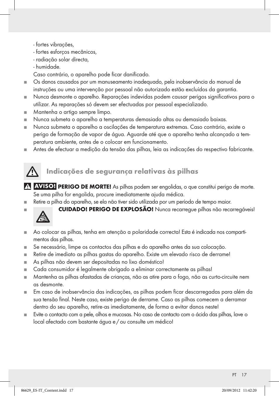 Indicações de segurança relativas às pilhas | Tronic H12276 User Manual | Page 17 / 30