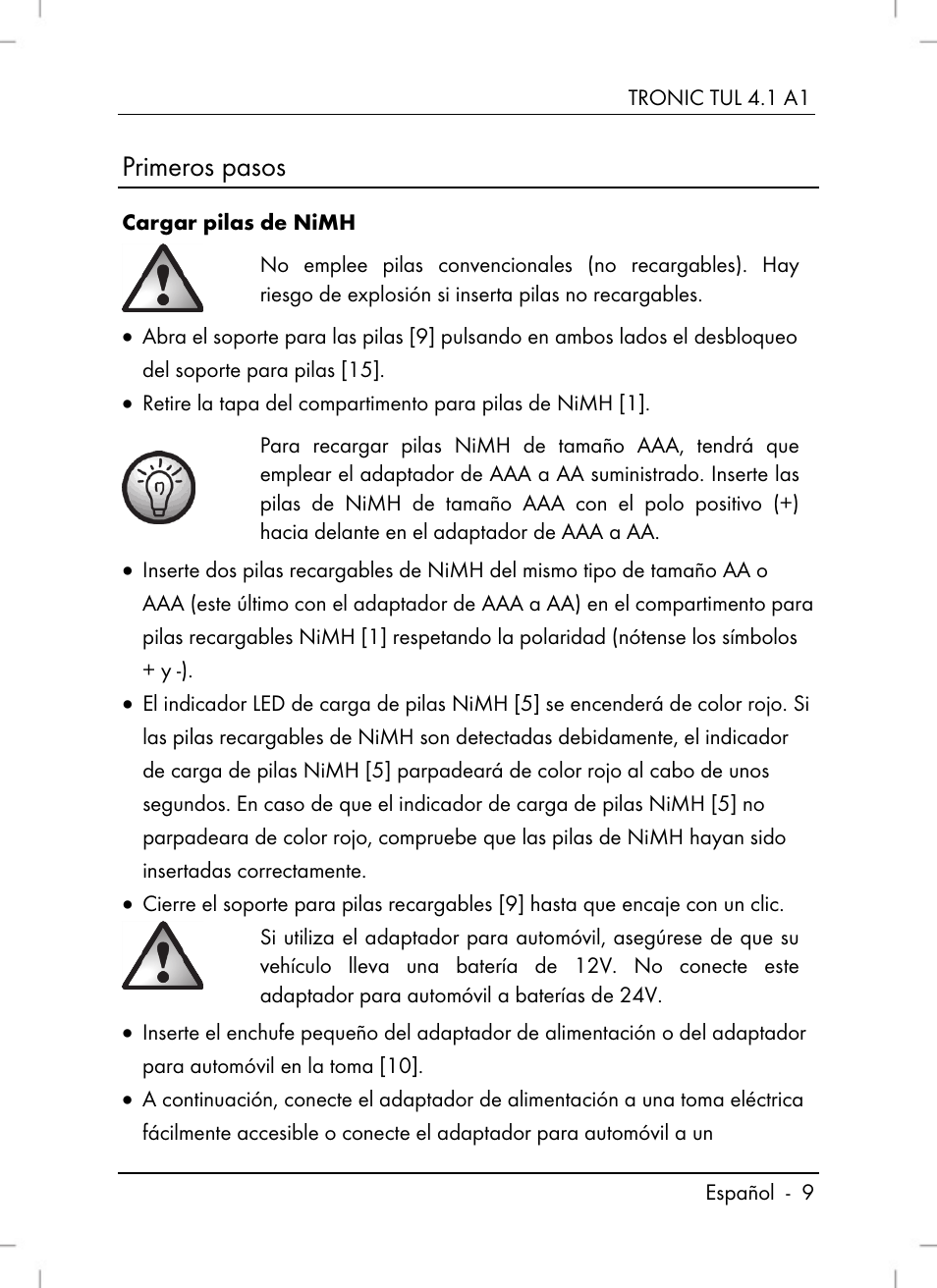 Primeros pasos | Tronic TUL 4.1 A1 User Manual | Page 11 / 80