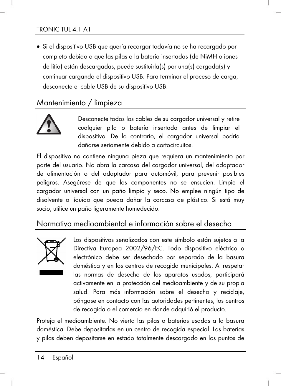 Mantenimiento / limpieza | Tronic TUL 4.1 A1 User Manual | Page 16 / 80