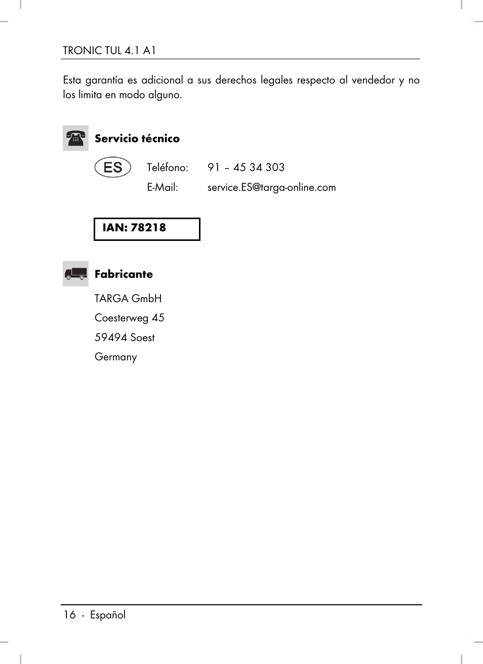 Tronic TUL 4.1 A1 User Manual | Page 18 / 80