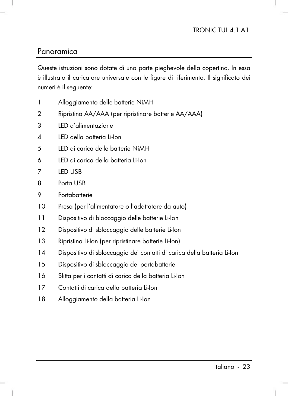 Panoramica | Tronic TUL 4.1 A1 User Manual | Page 25 / 80