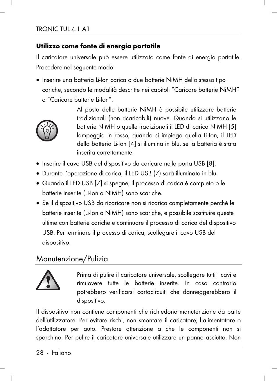 Manutenzione/pulizia | Tronic TUL 4.1 A1 User Manual | Page 30 / 80