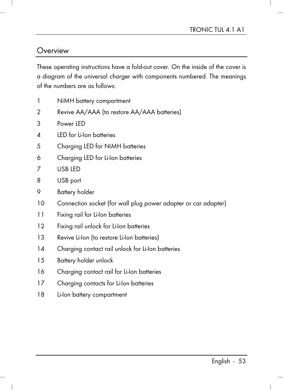 Overview | Tronic TUL 4.1 A1 User Manual | Page 55 / 80