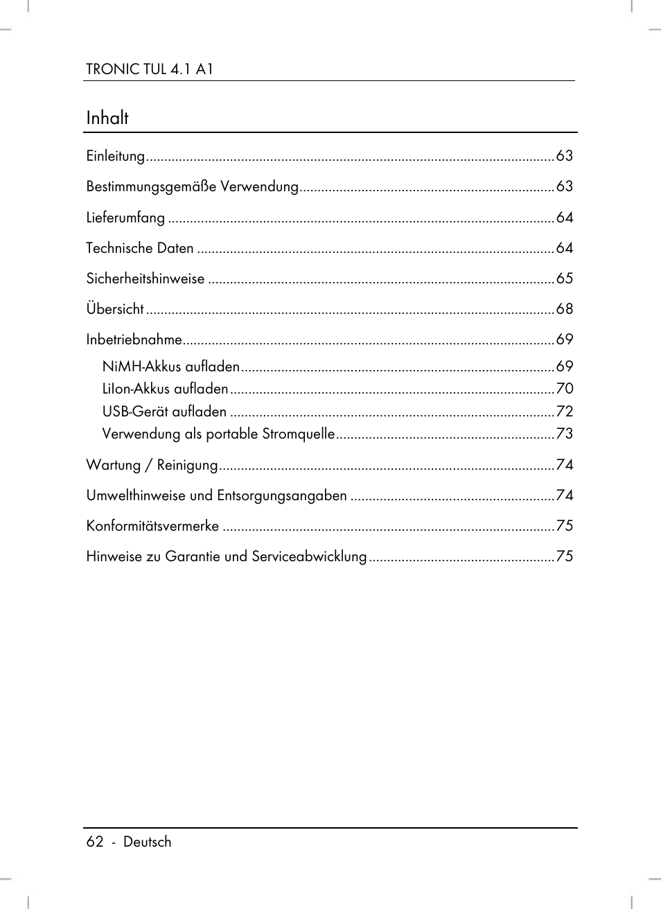 Tronic TUL 4.1 A1 User Manual | Page 64 / 80