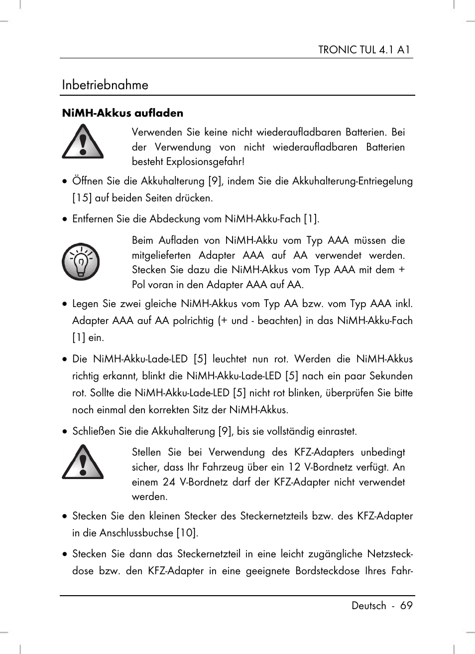 Inbetriebnahme | Tronic TUL 4.1 A1 User Manual | Page 71 / 80