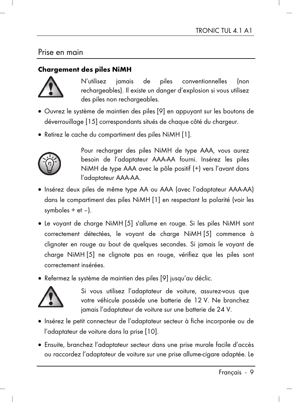 Prise en main | Tronic TUL 4.1 A1 User Manual | Page 11 / 66