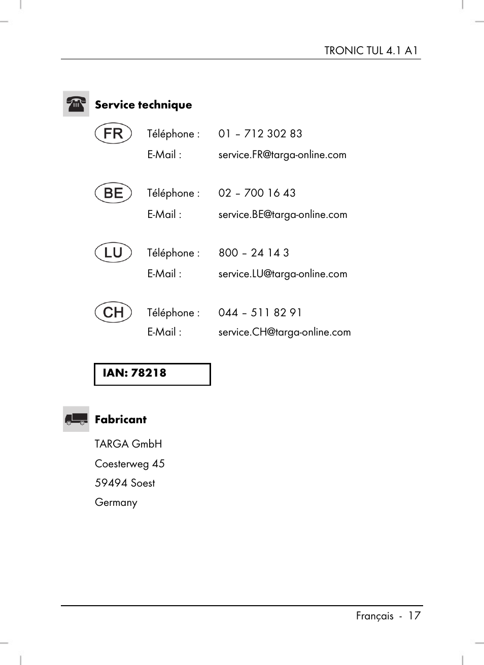 Tronic TUL 4.1 A1 User Manual | Page 19 / 66