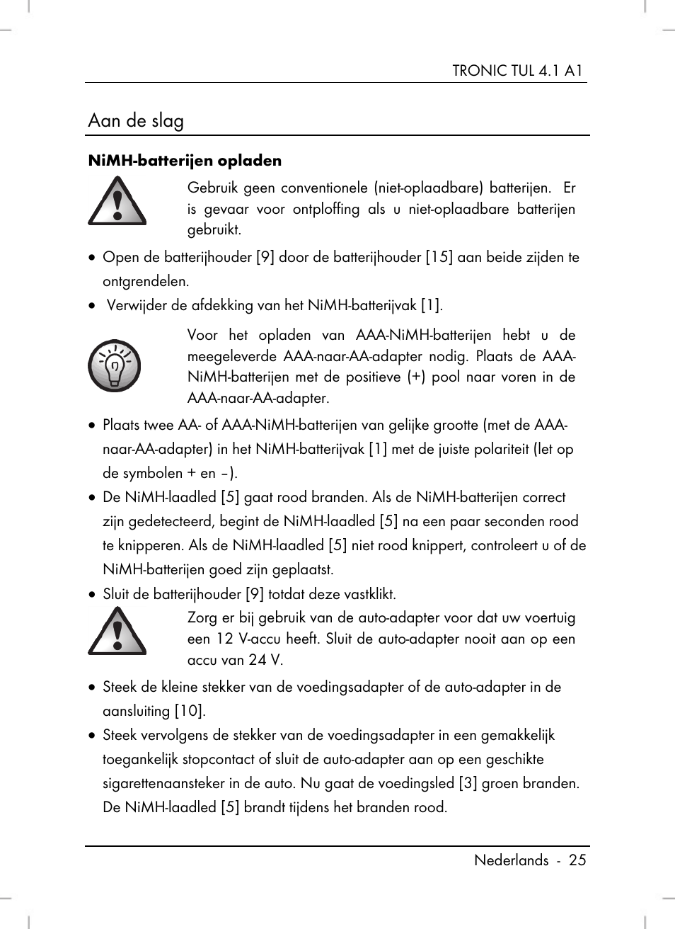 Aan de slag | Tronic TUL 4.1 A1 User Manual | Page 27 / 66