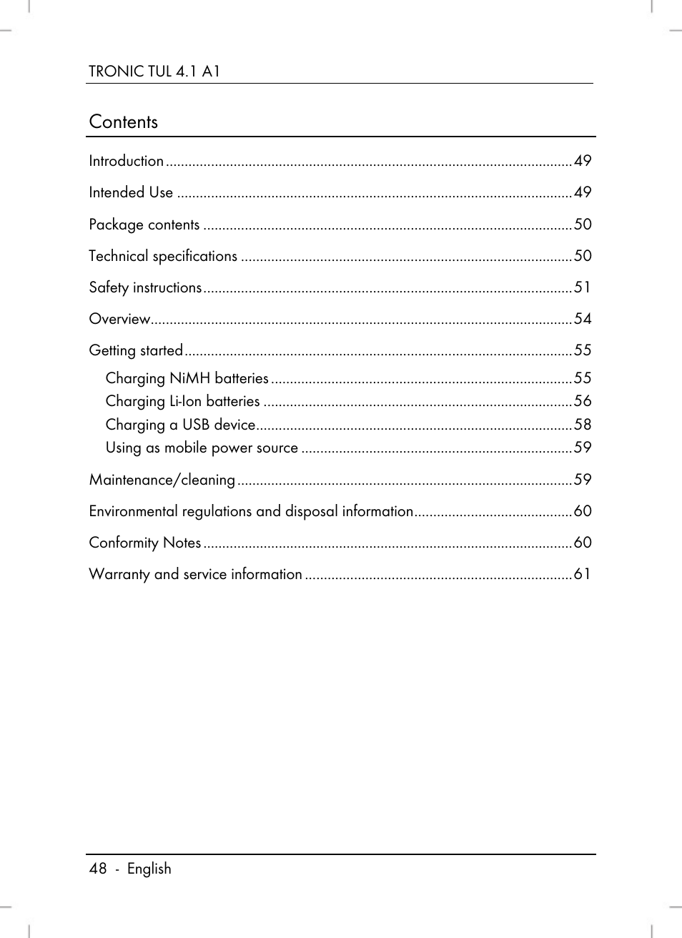 Tronic TUL 4.1 A1 User Manual | Page 50 / 66