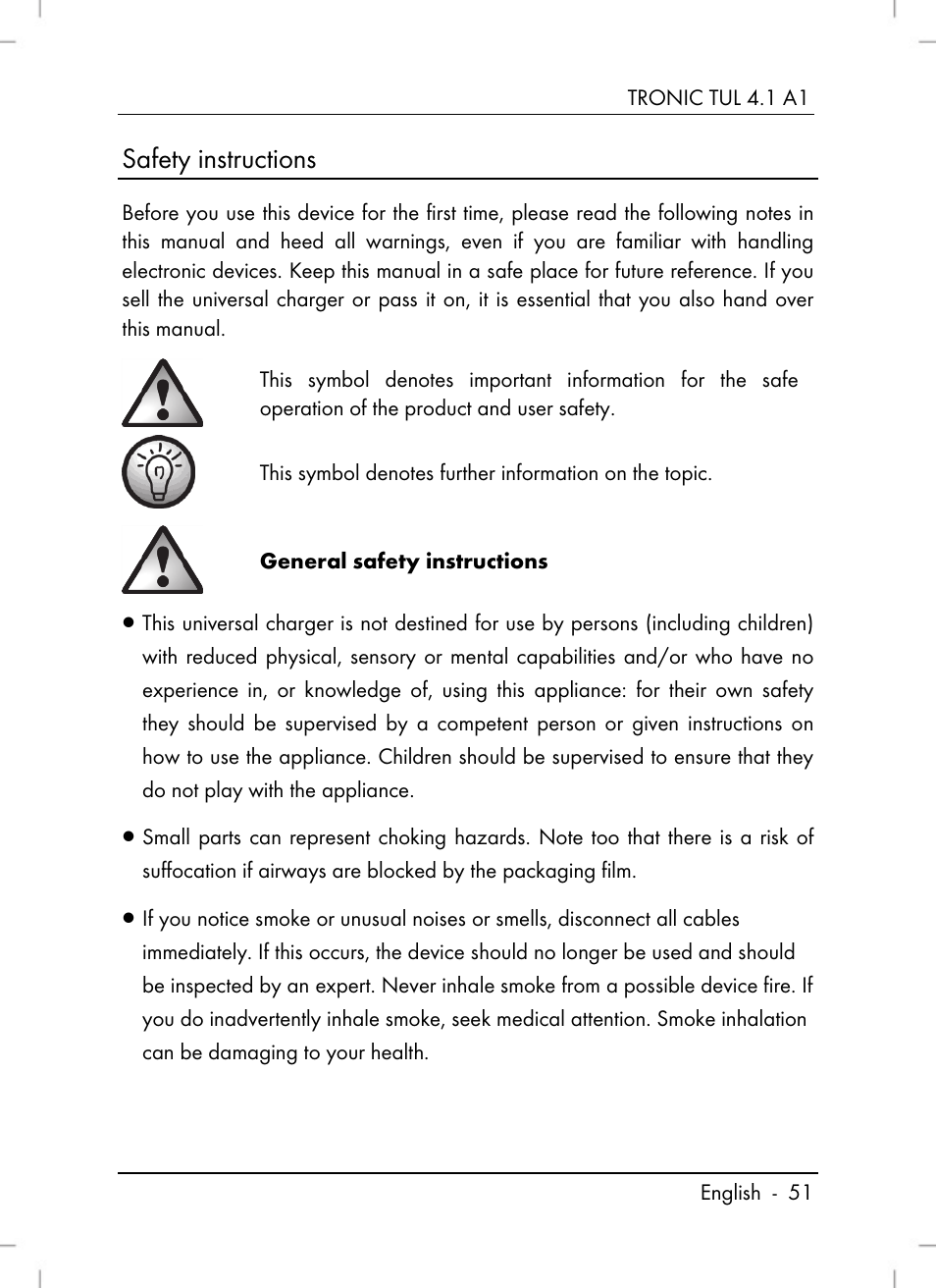 Safety instructions | Tronic TUL 4.1 A1 User Manual | Page 53 / 66