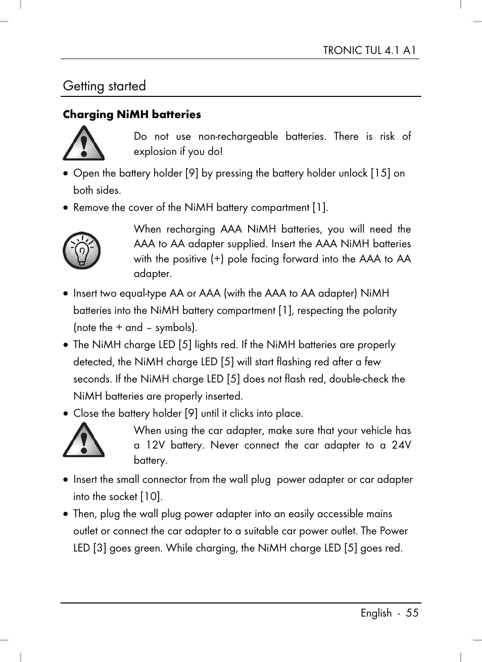 Getting started | Tronic TUL 4.1 A1 User Manual | Page 57 / 66