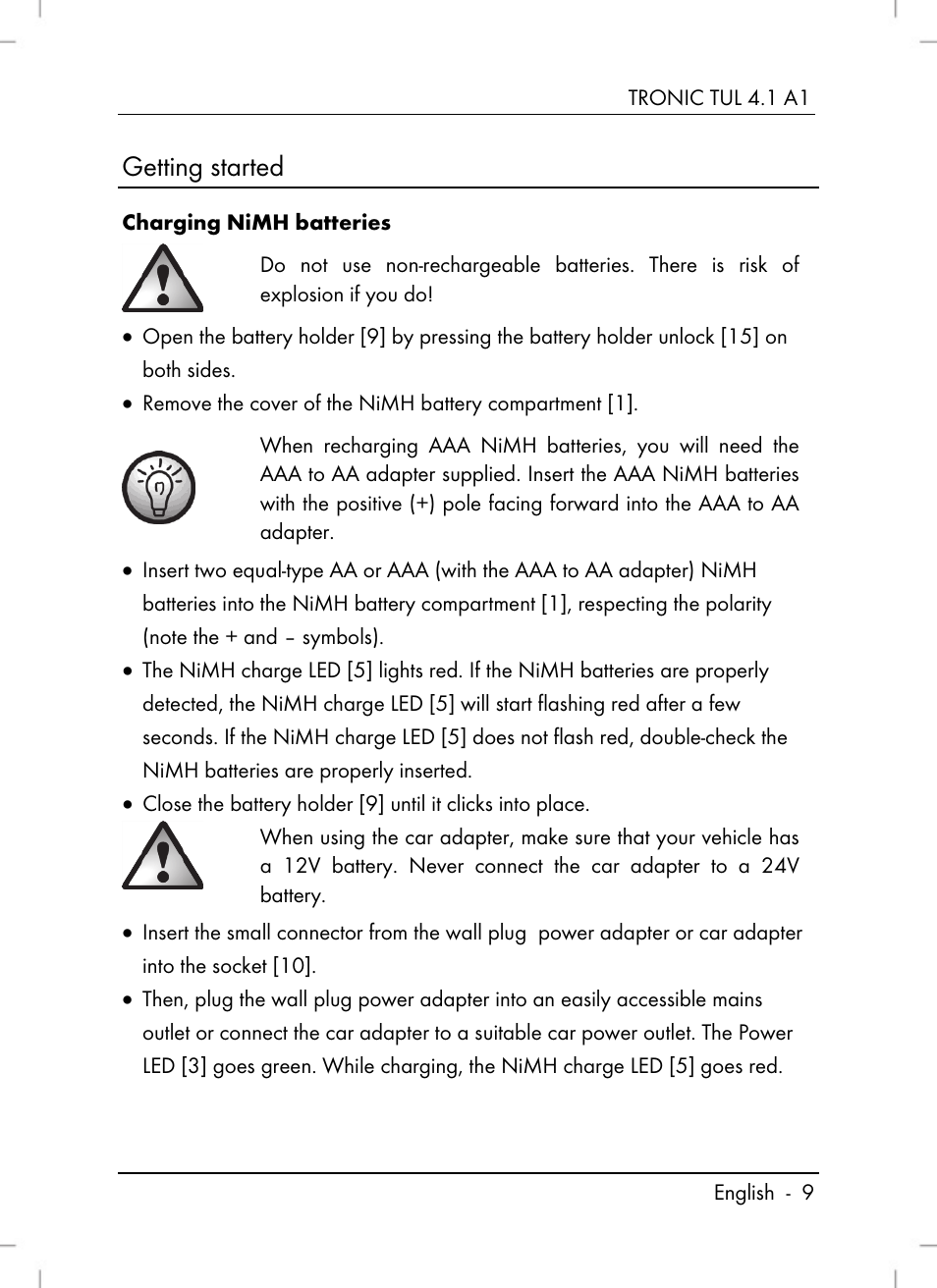 Getting started | Tronic TUL 4.1 A1 User Manual | Page 11 / 80