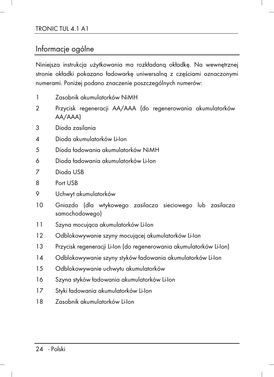 Informacje ogólne | Tronic TUL 4.1 A1 User Manual | Page 26 / 80