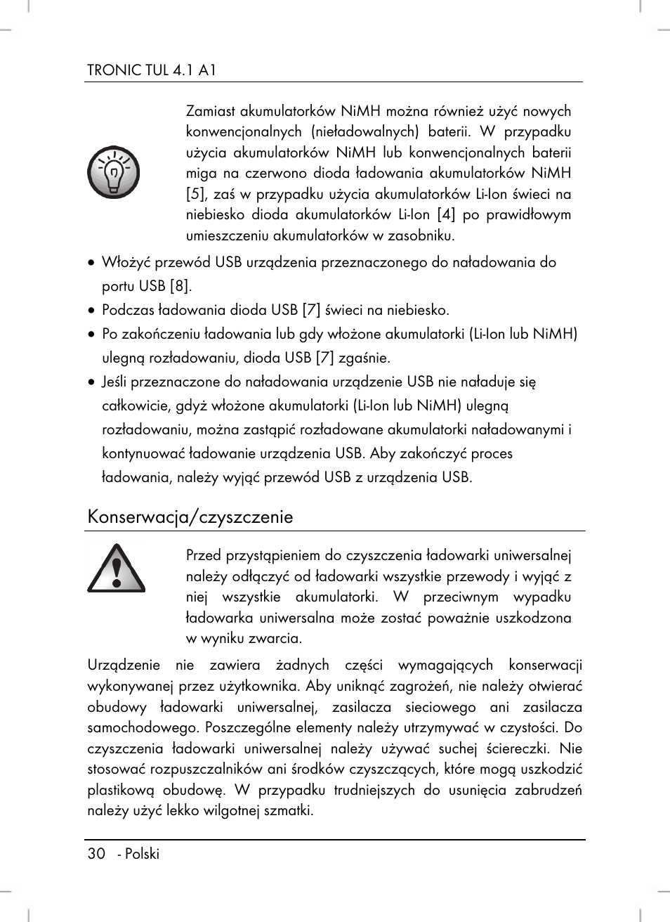 Konserwacja/czyszczenie | Tronic TUL 4.1 A1 User Manual | Page 32 / 80