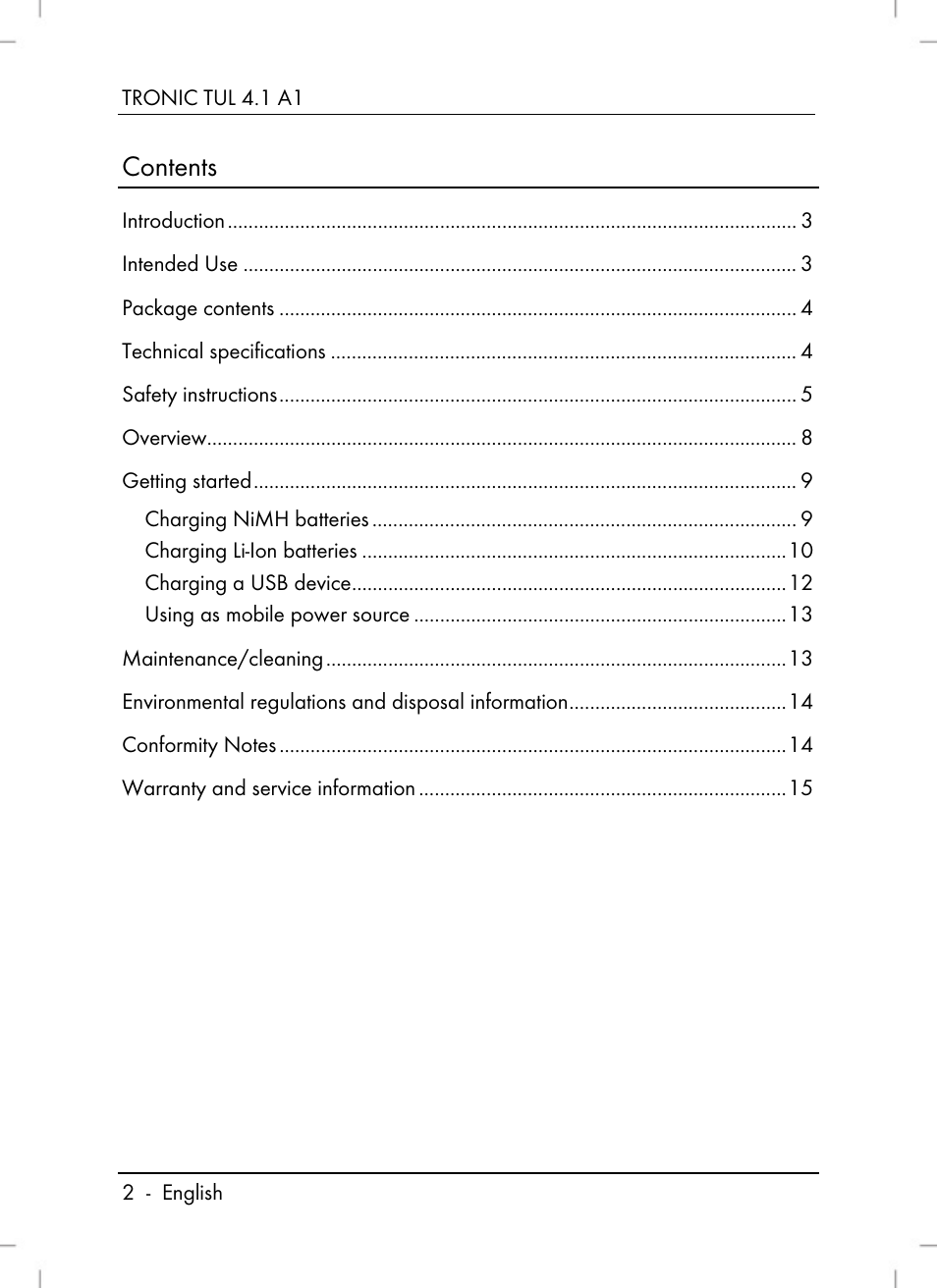 Tronic TUL 4.1 A1 User Manual | Page 4 / 80