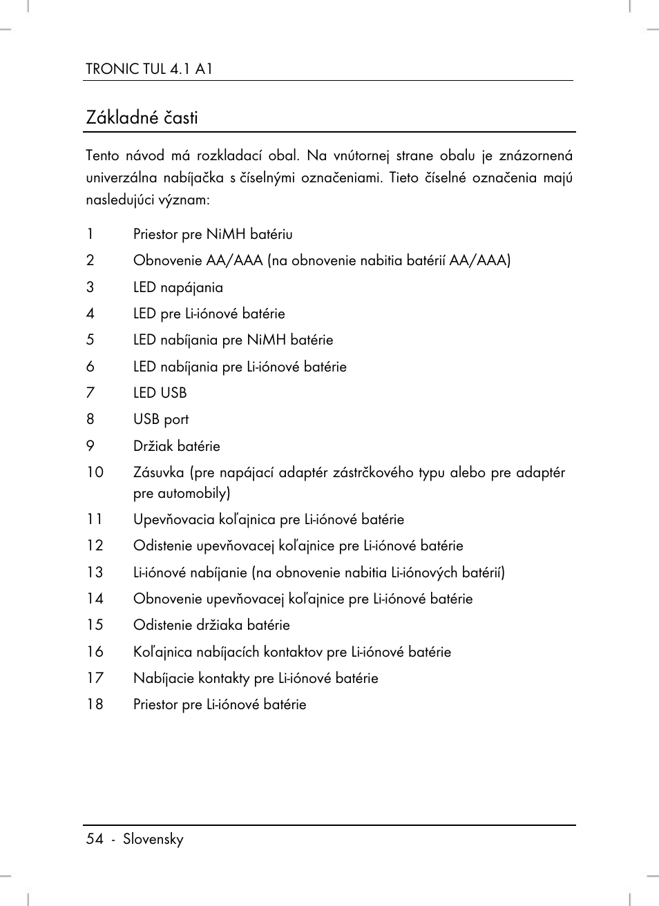 Základné časti | Tronic TUL 4.1 A1 User Manual | Page 56 / 80