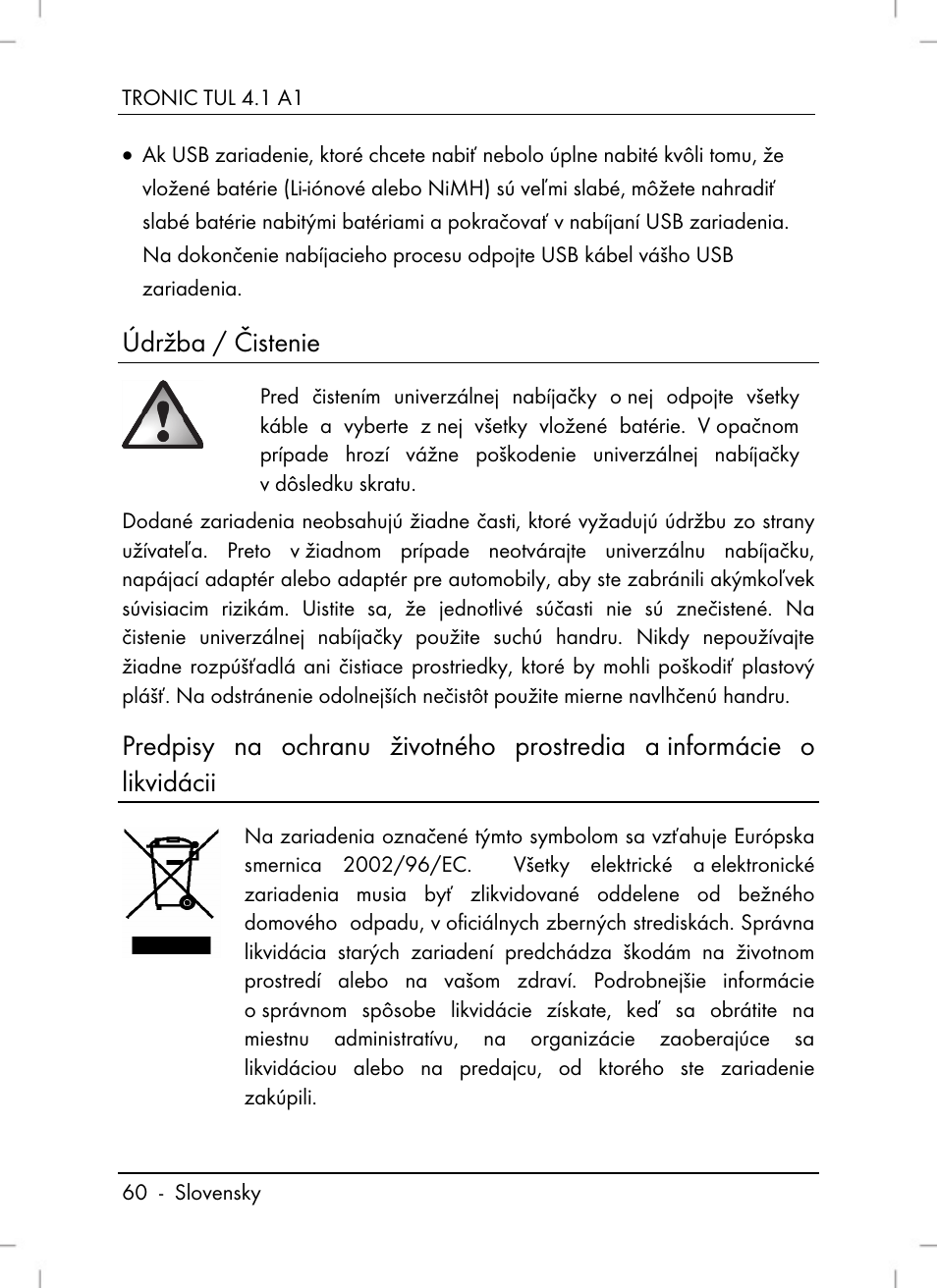 Údržba / čistenie | Tronic TUL 4.1 A1 User Manual | Page 62 / 80