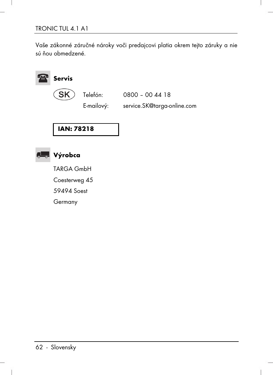 Tronic TUL 4.1 A1 User Manual | Page 64 / 80