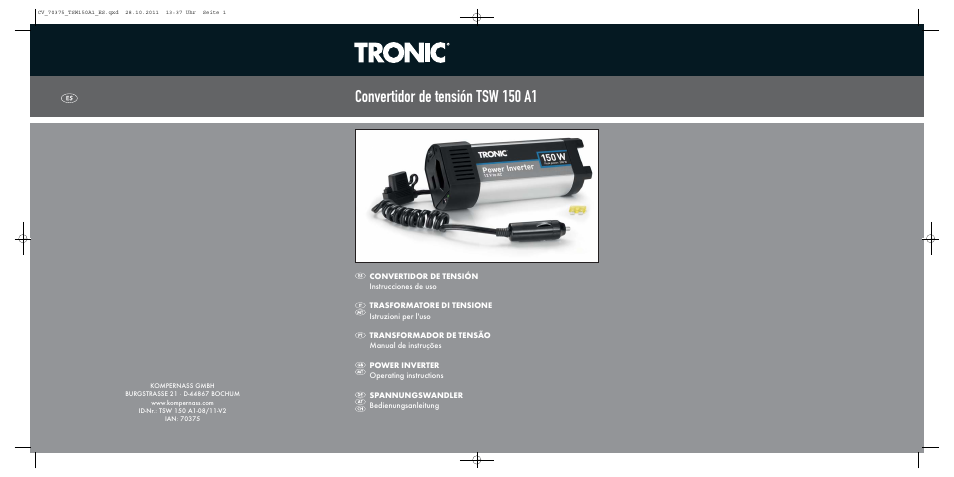 Tronic TSW 150 A1 User Manual | 52 pages