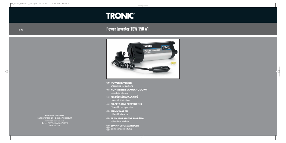 Tronic TSW 150 A1 User Manual | 72 pages