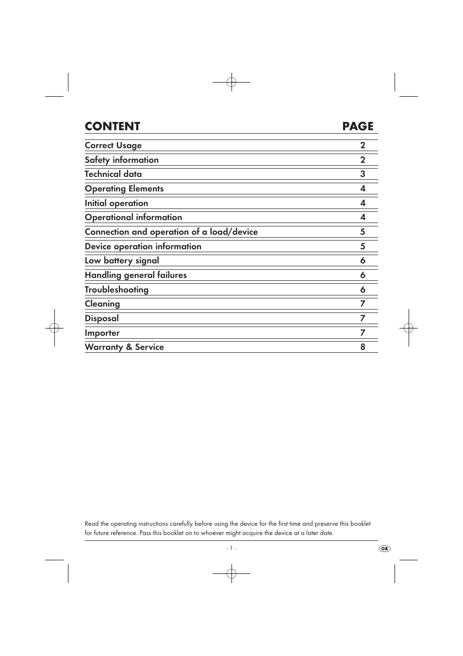 Content page | Tronic KH 3906 User Manual | Page 3 / 10