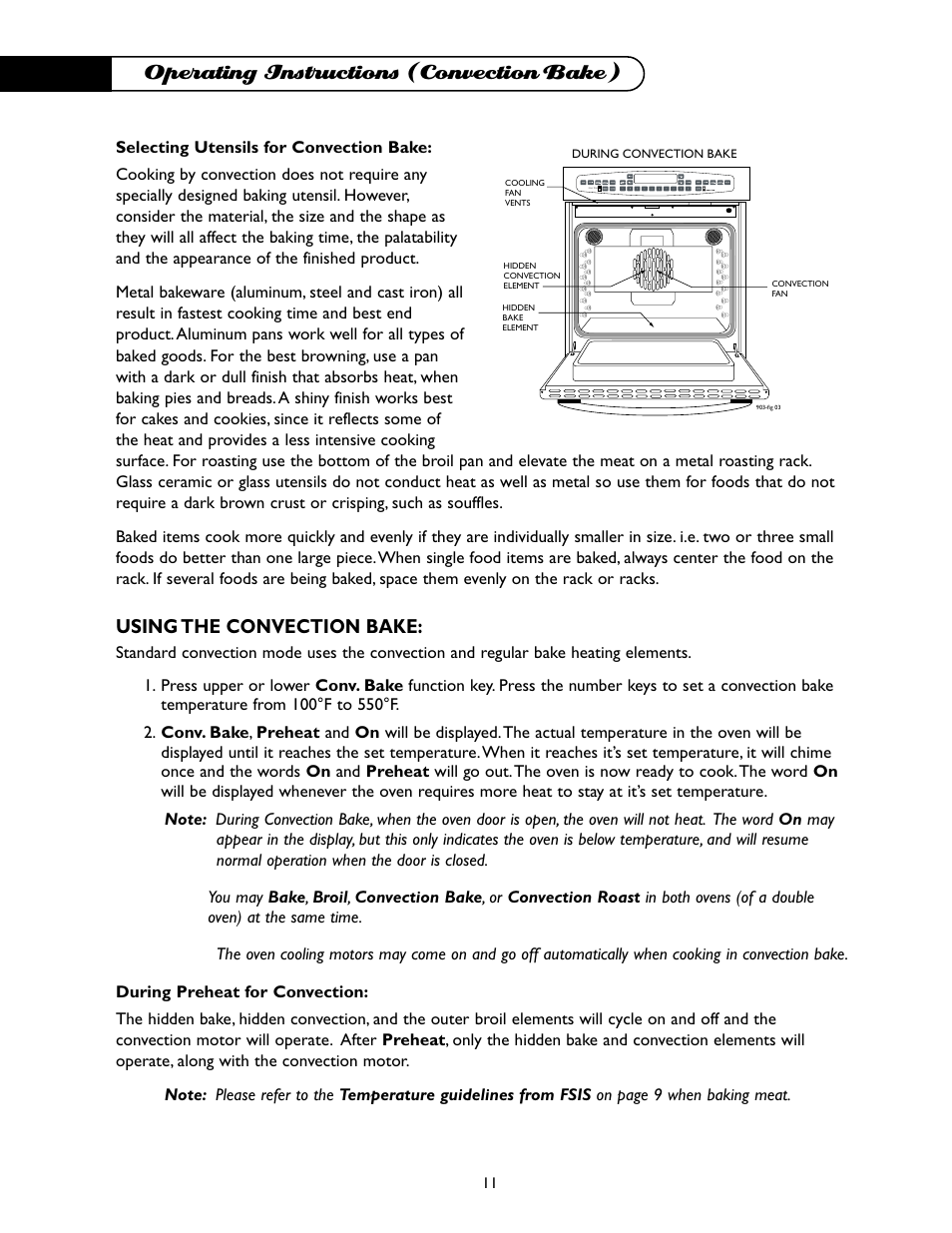 Operating instructions (convectionbake), Using the convection bake | DCS WO-227WT User Manual | Page 12 / 30