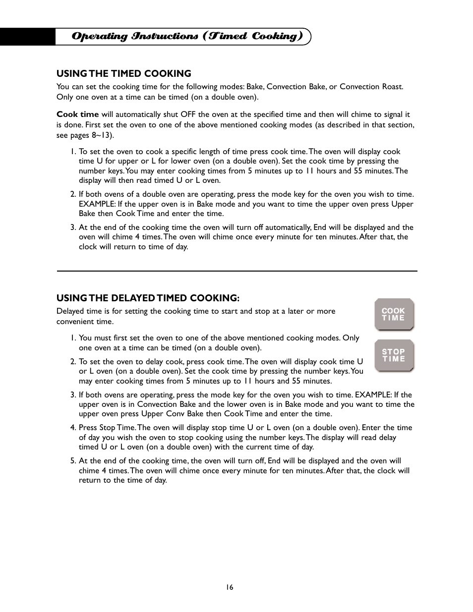 Operating instructions (timed cooking) | DCS WO-227WT User Manual | Page 17 / 30