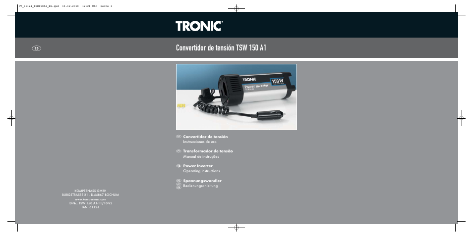 Tronic TSW 150 A1 User Manual | 42 pages