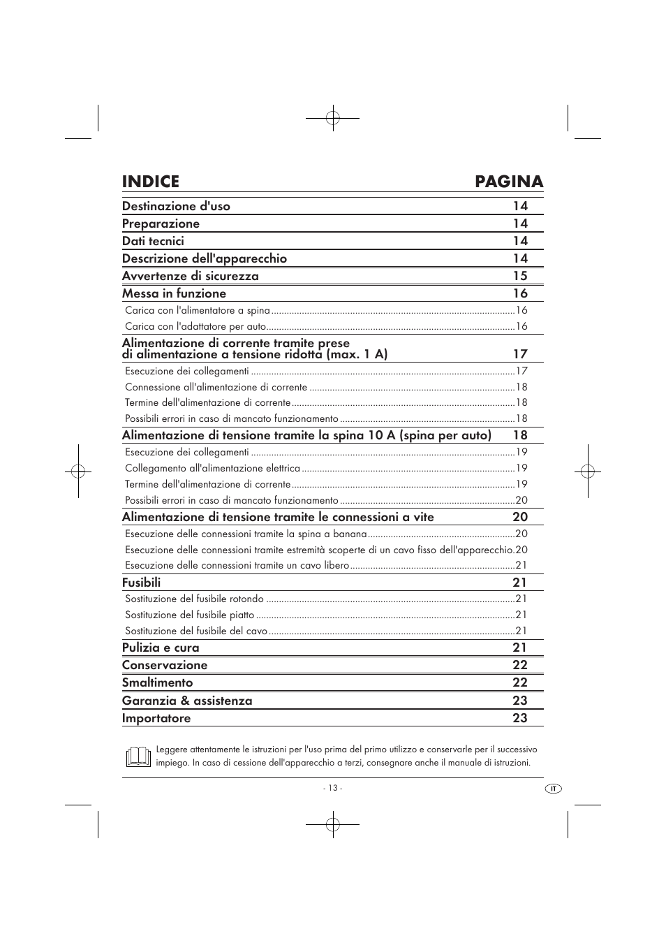 Indice pagina | Tronic KH 3002 User Manual | Page 15 / 62